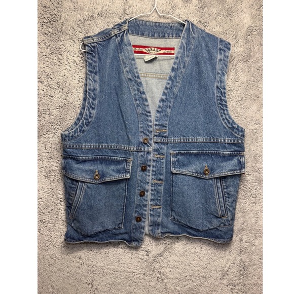 Vintage Garage Denim Vest Made in USA Workwear Trucker Vest M - Picture 2 of 9